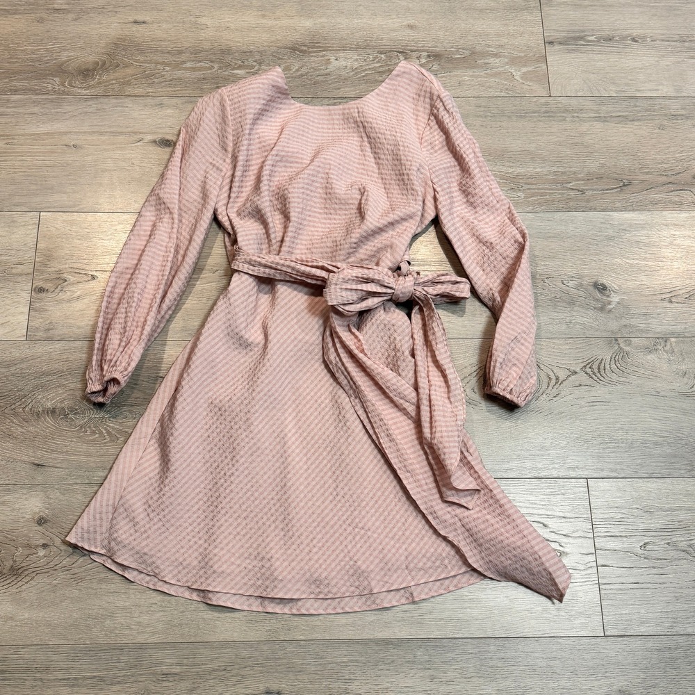 The East Order Mini Dress Wrap Tie Long Sleeve Pink Party Dress Size Small‎ S